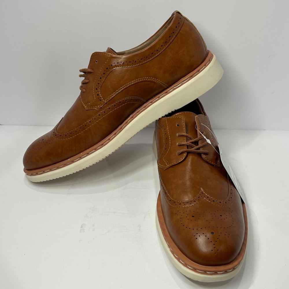 George Jonah Oxford Brown Wingtip Brogue Dress Shoes Mens 12 NEW